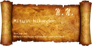 Mityin Nikander névjegykártya
